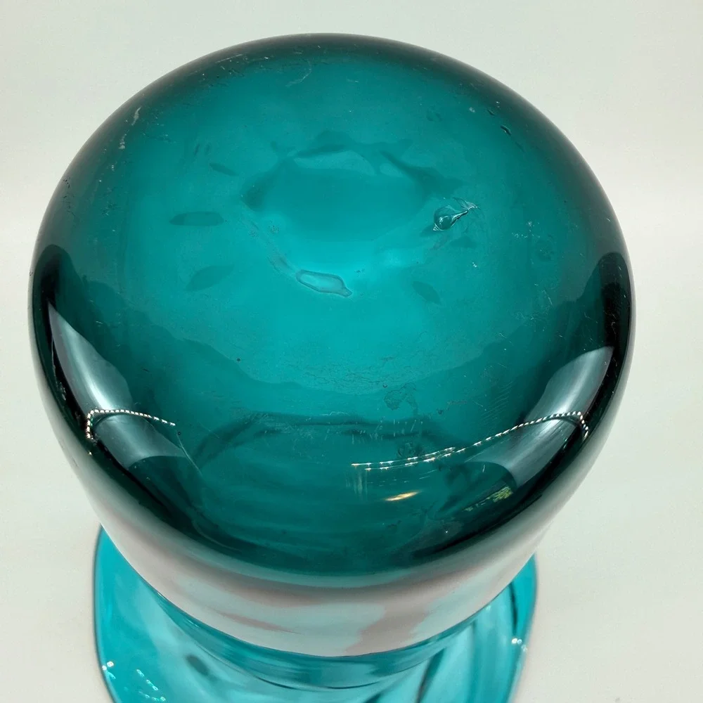 MCM Teal Swirl Optic Flared Glass Vase Blenko Style‎ Pilgrim Rainbow Kanawha